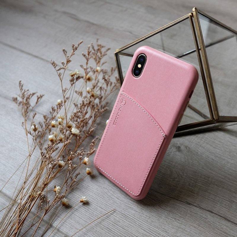 POSH | Faux Leather Hard Case with Pocket for iPhone X-Coral - อื่นๆ - หนังเทียม 