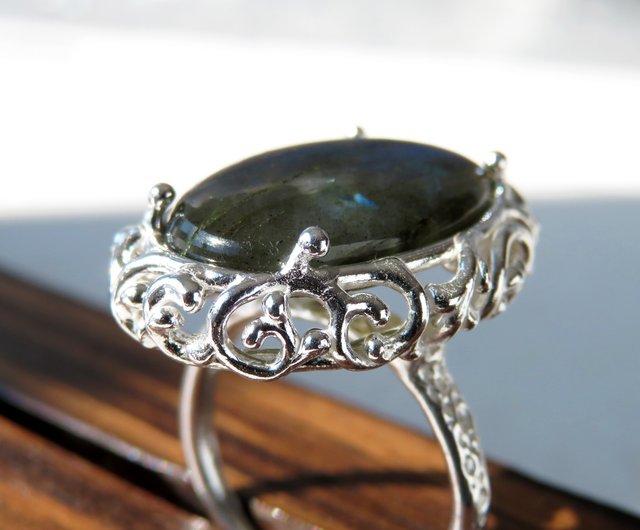 【新品未使用】 silver 925 天然石 ラブラドライト 透かしリングII ラブラドライト リング / Labradorite Ring s | iichi 日々の