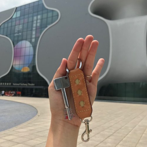Marcello竹編皮革皮件 竹編皮革榛果咖掛鉤鑰匙圈