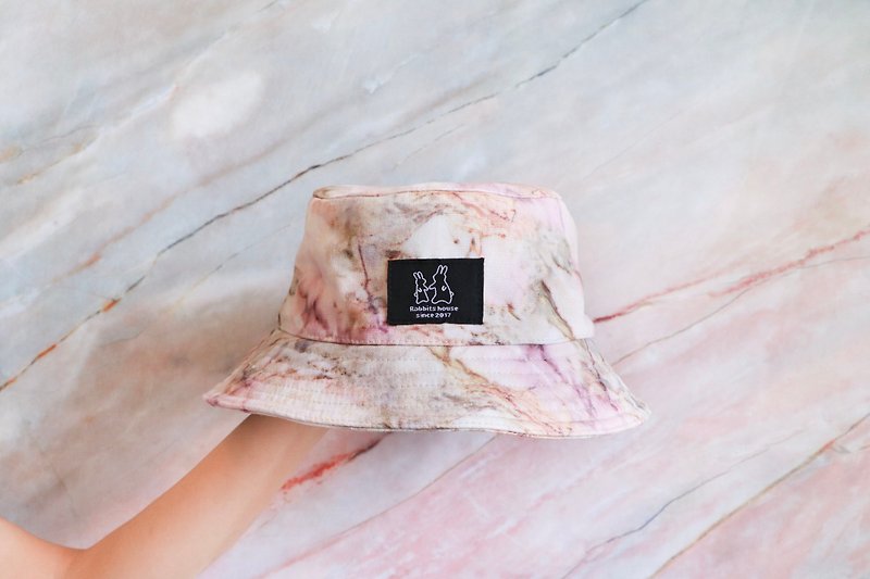 粉色大理石紋漁夫帽 - 帽子 - 棉．麻 粉紅色