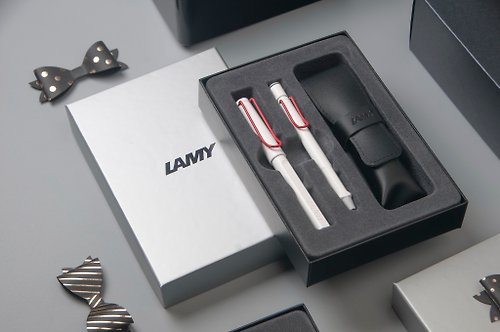 LAMY TAIWAN 官方旗艦館 LAMY 雙入筆套禮盒 (鋼珠筆+自動鉛筆) / safari 系列-紅白限量