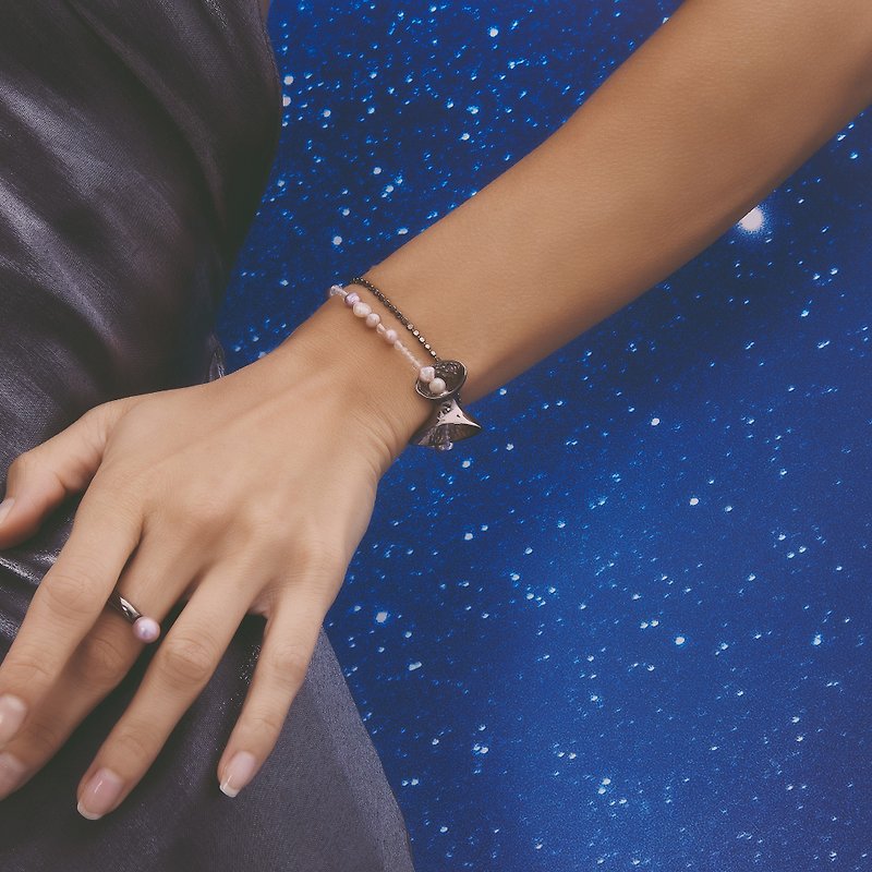 Multiverse - Wormhole Pearl Bracelet / Necklace (Black Gold Plated) - Bracelets - Copper & Brass Black