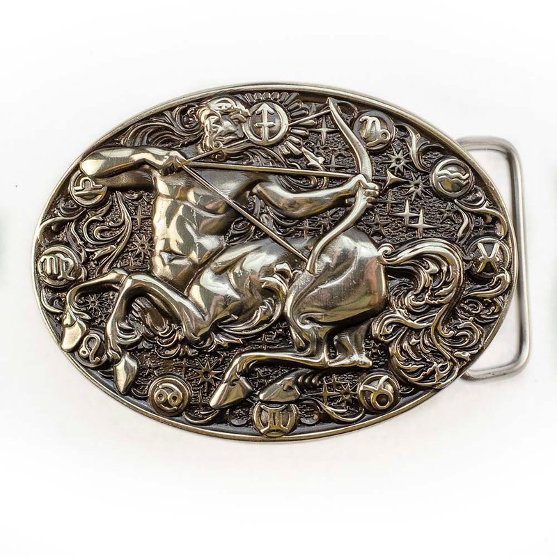 Sagittarus soild german silver belt buckle, Zodiac sign nickel silver belt - 腰帶/皮帶 - 其他材質 銀色
