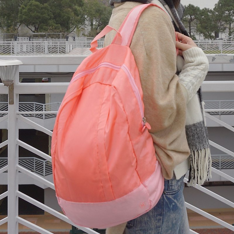 [Buy any product HKD50 Plus] LUSH | Folding Light Backpack - Coral - Backpacks - Polyester Red