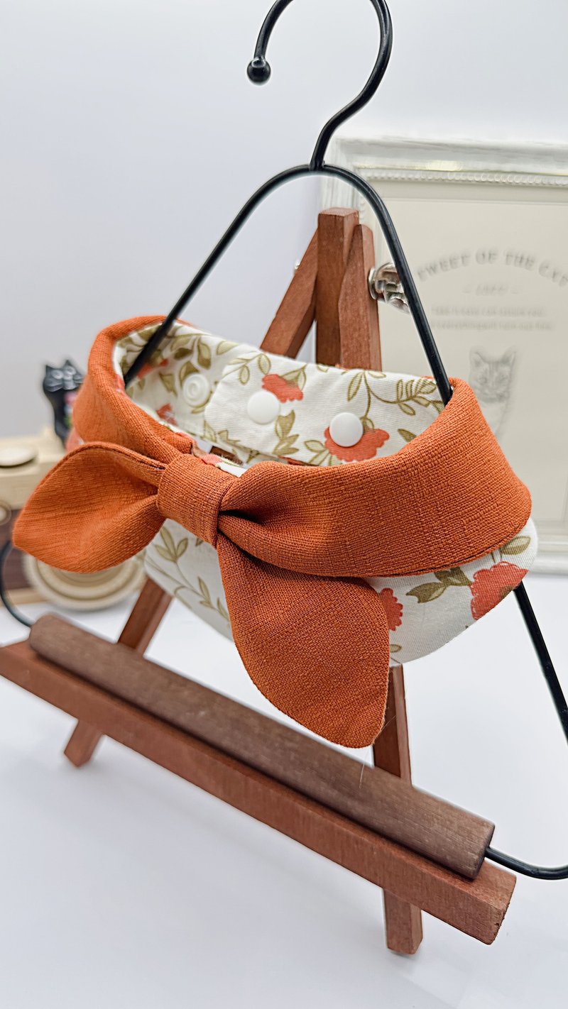 【Flowers of Wealth Bloom】 - pet scarf cat dog scarf pet collar cat dog collar - Collars & Leashes - Cotton & Hemp Orange