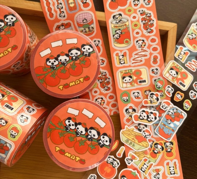 【紅紅番茄】可愛韓系模切貼紙卷 / 手帳膠帶 - 紙膠帶/和紙/PET - 紙 多色