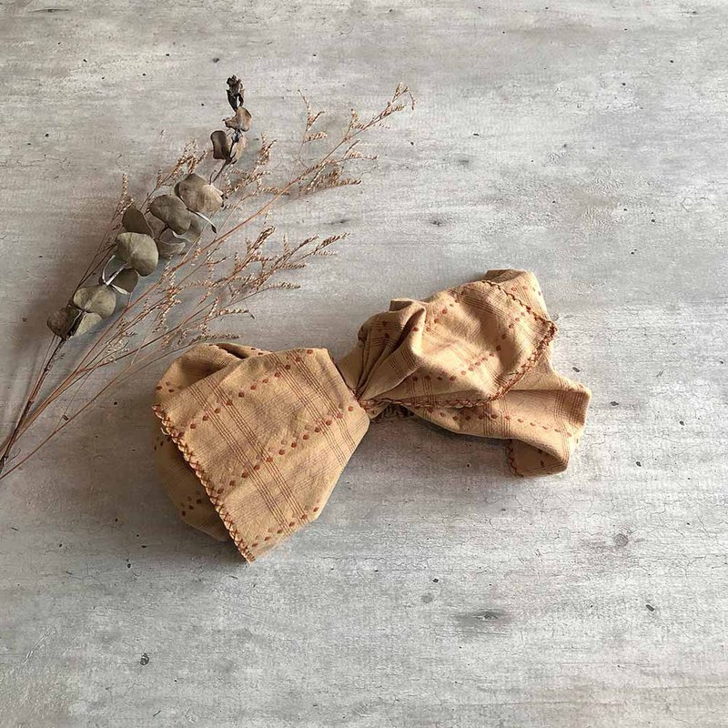 田園裡巨蝶髮帶 - 髮箍/髮帶 - 棉．麻 黃色