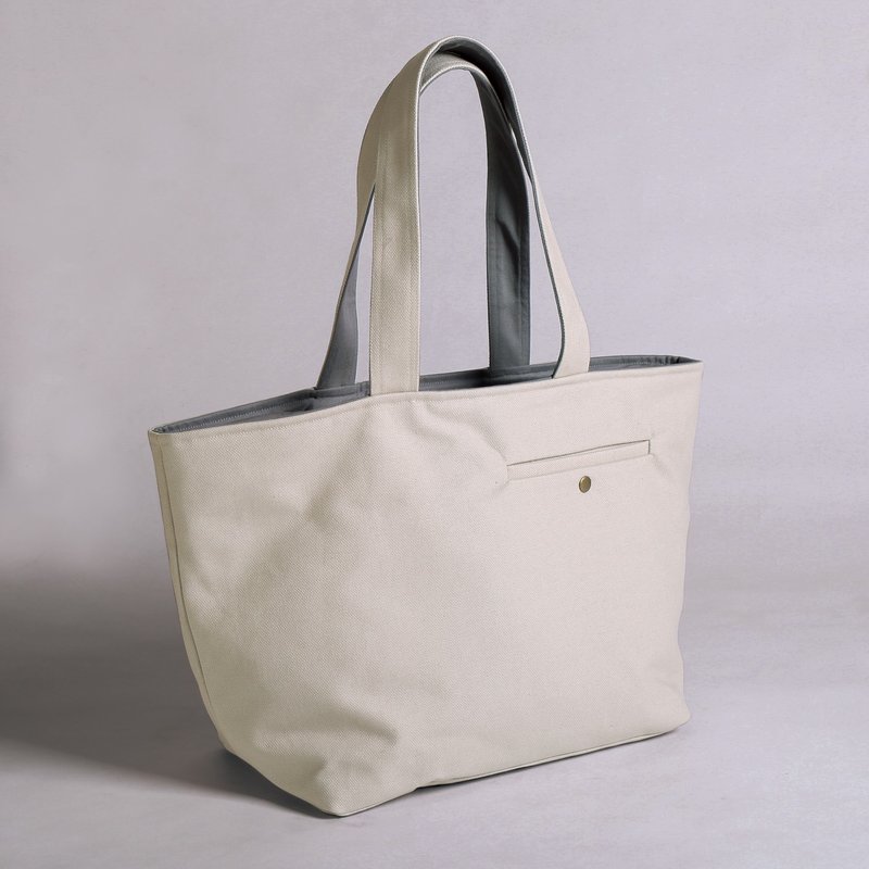 Large Capacity/ Canvas Tailor Pocket Tote Bag - Beige - Messenger Bags & Sling Bags - Cotton & Hemp White