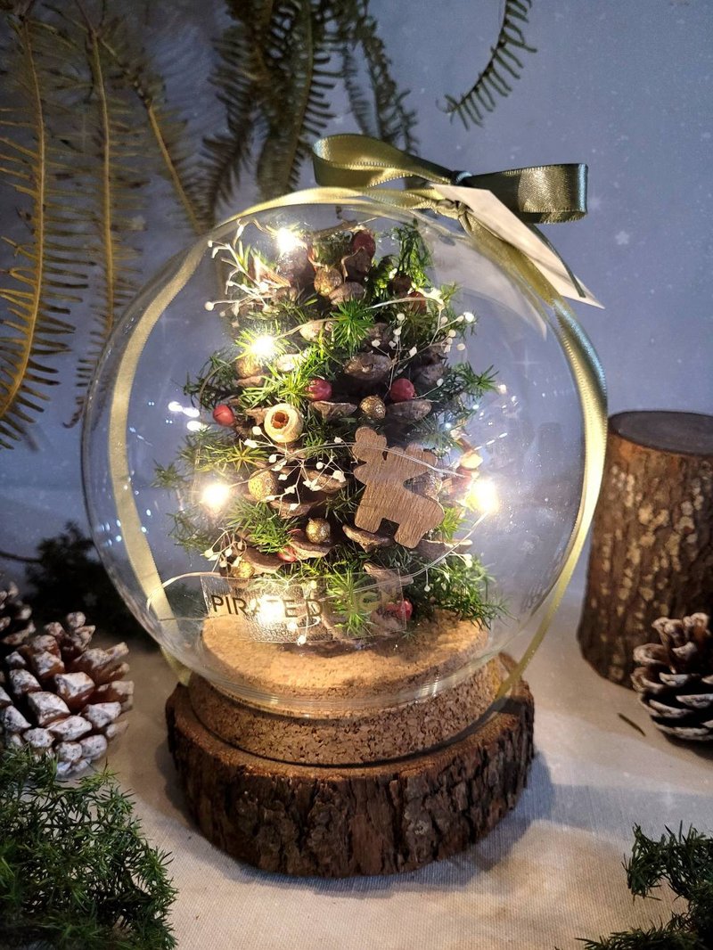 [Exclusive Christmas Gift Box] Handmade DIY material package/wishing crystal ball. Everlasting Pine Cone Christmas Tree - Plants & Floral Arrangement - Plants & Flowers Green