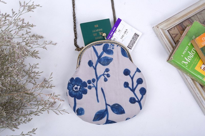- Freedom - Gold bag carry bag small bag side bag gift customization - กระเป๋าแมสเซนเจอร์ - ผ้าฝ้าย/ผ้าลินิน สีน้ำเงิน