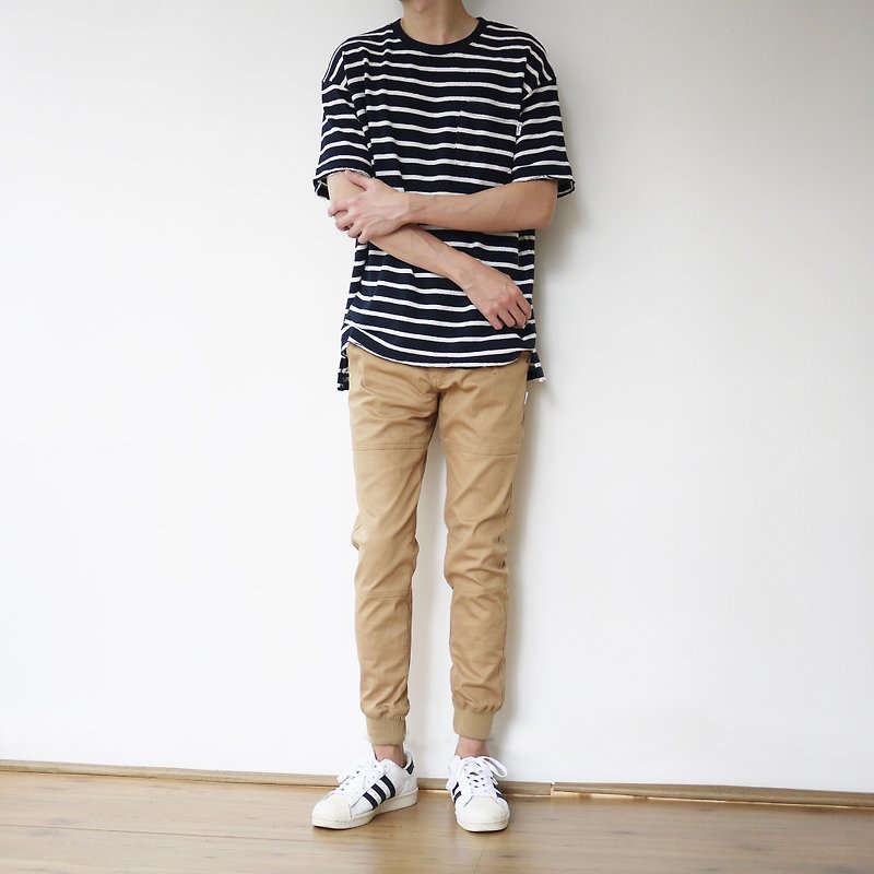Stripes Pocket Tee 條紋圓領口袋Tee/中性/情侶服 - 男 T 恤 - 棉．麻 白色