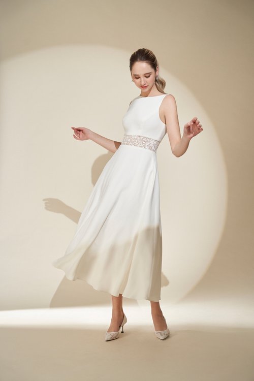 CERES BRIDAL 【New】Rachel 船領拼接蕾絲洋裝