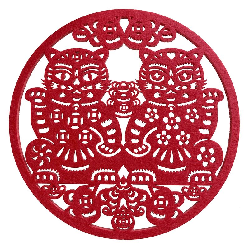 【虎發虎旺】招財虎毛氈春聯掛飾 - 擺飾/家飾品 - 聚酯纖維 紅色