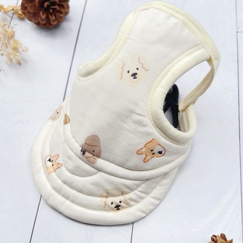 Cute Puppy Pet Sun Hat Dog Sun Hat/Baseball Cap L - ชุดสัตว์เลี้ยง - ผ้าฝ้าย/ผ้าลินิน สีแดง