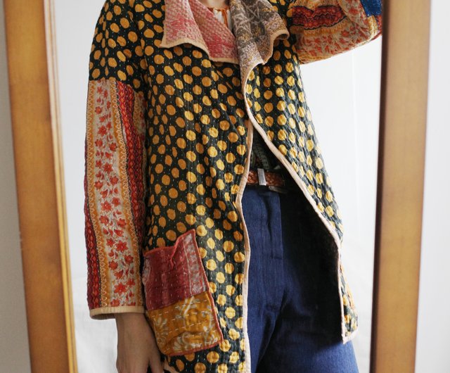 ヴィンテージ インド カンタ刺繍 ガウンジャケット - ショップ