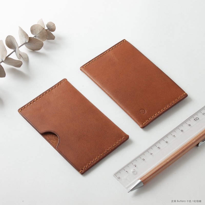 SEANCHY single card slot fully handmade leather business card holder card holder card holder cowhide original design - ที่เก็บนามบัตร - หนังแท้ สีนำ้ตาล