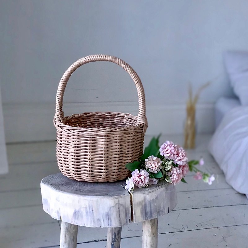 Flower girl basket. Harvest kids basket. Wedding petals basket. - กล่องเก็บของ - วัสดุอีโค สีนำ้ตาล