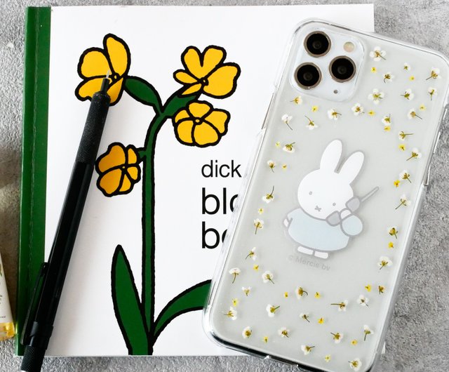 Pinkoi x miffy】押し花iPhoneスマホケース│もしもしミッフィー 水色