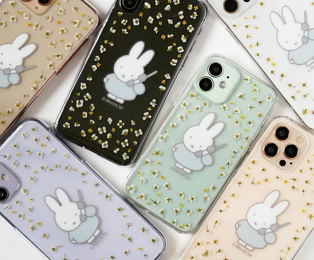 Pinkoi X Miffy] Pressed Flower Iphone Smartphone Case│Moshi Moshi Miffy  Light Blue Smartphone Strap Compatible - Shop Schaf Phone Cases - Pinkoi