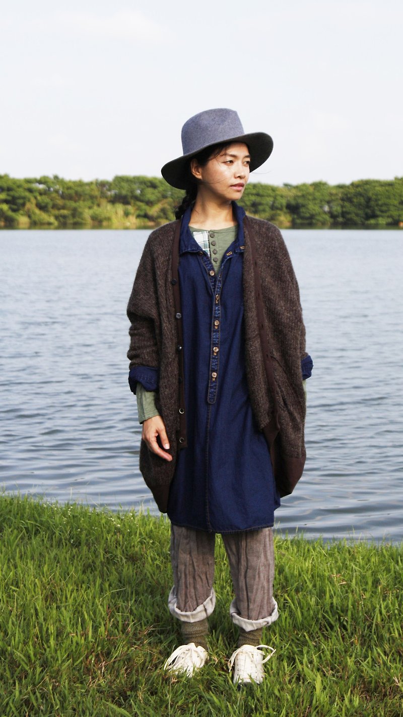 And - Rooted in Post-Poetry - Short Short Long Wool Jacket - Women's Sweaters - Wool Brown