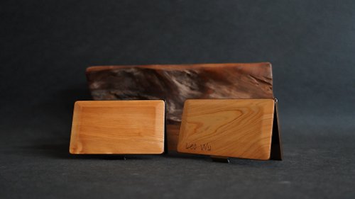 威力康創意 【免費客製化服務】台灣檜木 幾何造型不銹鋼名片盒