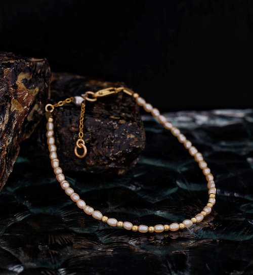 BNA Jewelry 記憶合金天然淺橙色珍珠系列 14K包金 GF 手鍊