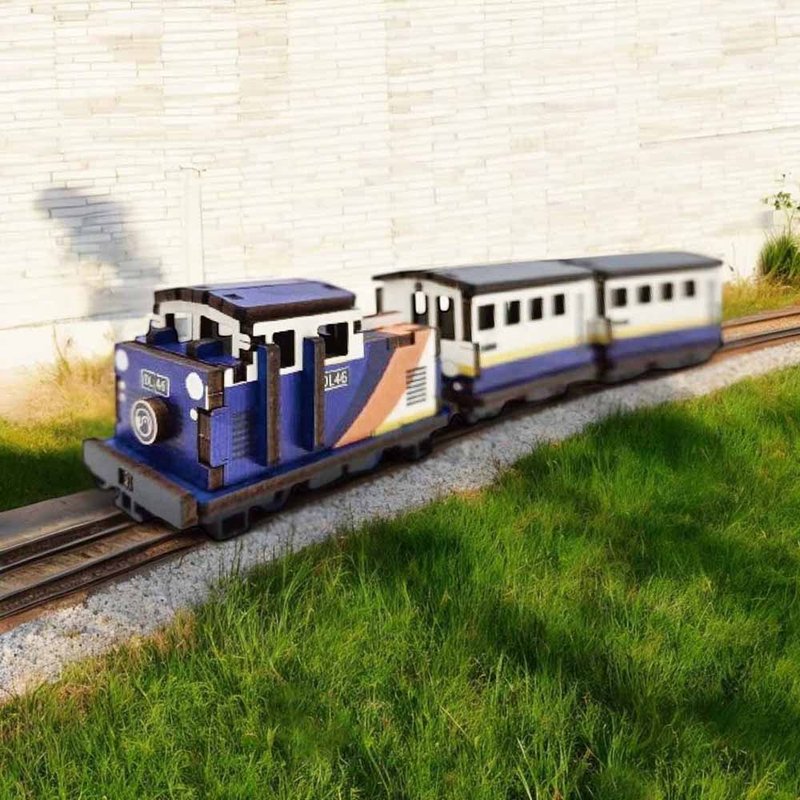 【 DIY 手作】 迷你拼拼車-栩悅號車頭/一般車廂/守車車廂 可連結 - 木工/竹藝/紙雕 - 木頭 藍色