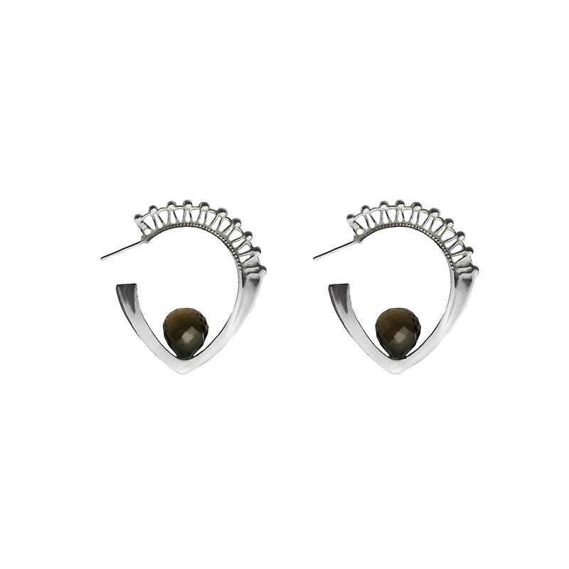 Lace design tea crystal sterling silver earrings AEON SILVER - ต่างหู - โลหะ สีเงิน