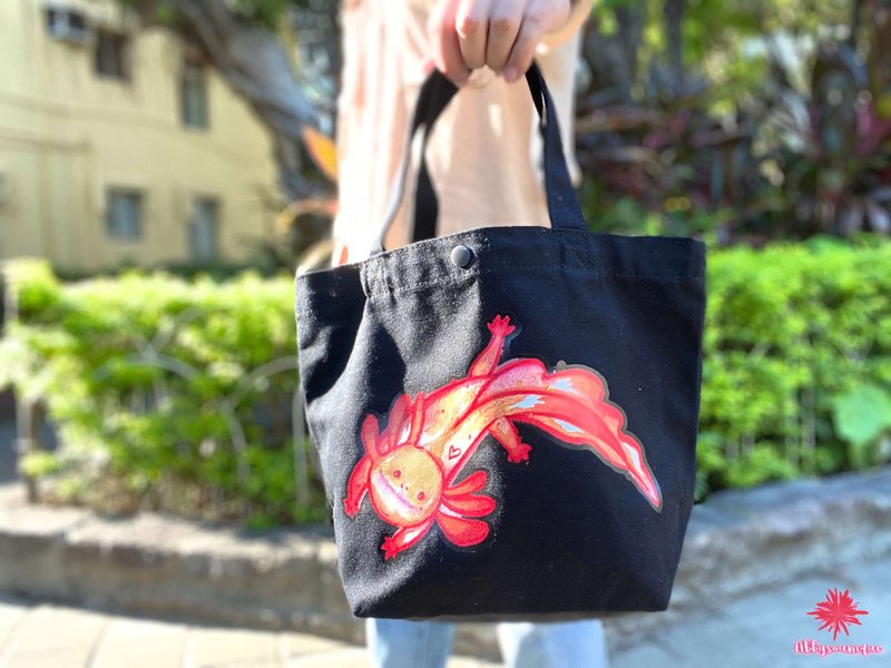 【禮物首選】六角恐龍Hobby黑色帆布便當 - 手袋/手提包 - 棉．麻 黑色