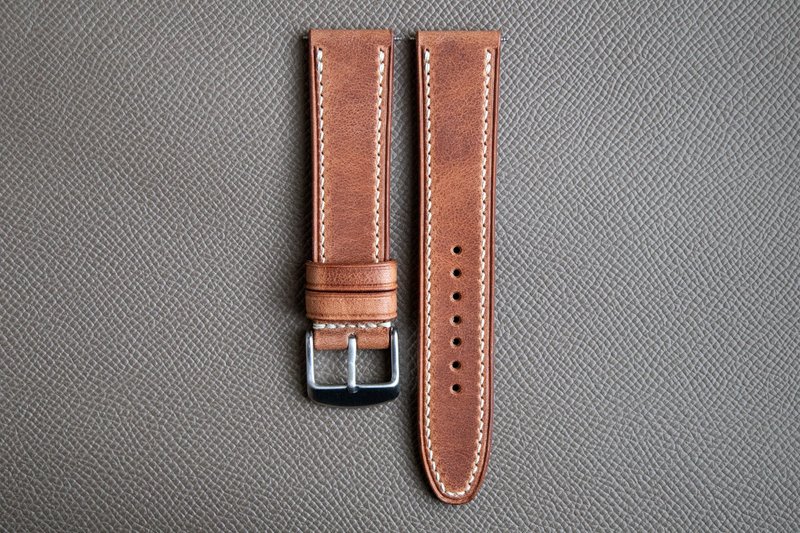 Horween Derby leather Watch Band in Natural color (MTO) - 錶帶 - 真皮 咖啡色