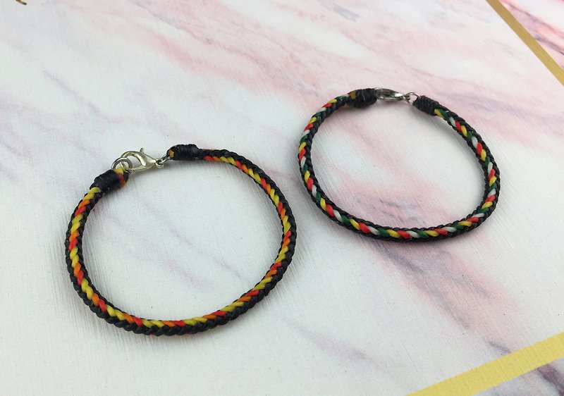 [Five Color Lucky Bracelet] Silk Wax thread woven bracelet - Bracelets - Other Materials Multicolor