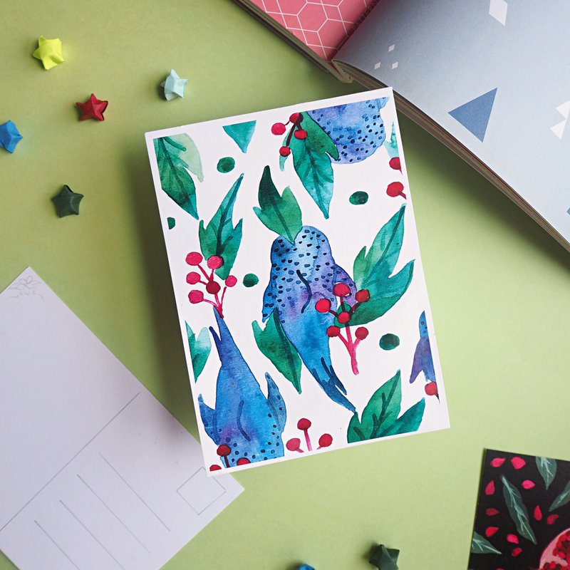 Whales amongst Plants postcard - 卡片/明信片 - 紙 多色