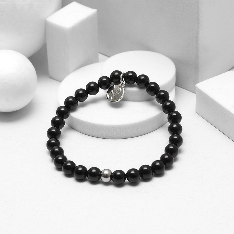 Recovery Glossy 6MM Beaded Bracelet (Black) - Bracelets - Stone Black