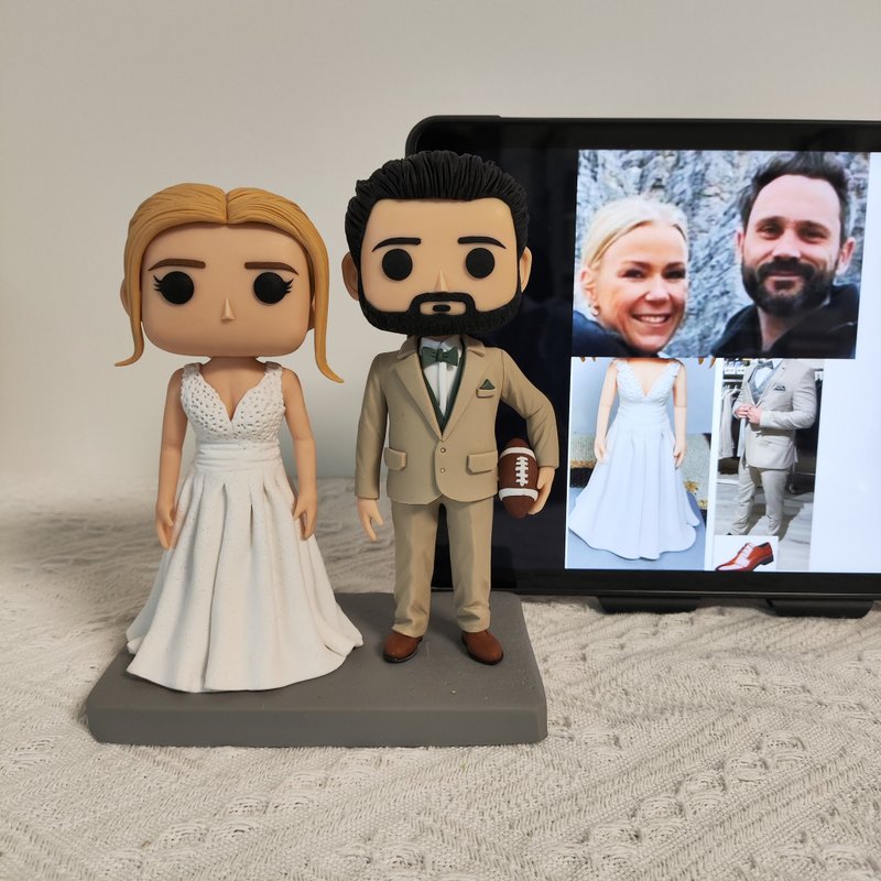 客製化3D人像公仔 訂製手工Funko Pop情侶父母夫妻結婚週年禮物 - 公仔/玩偶 - 黏土 多色