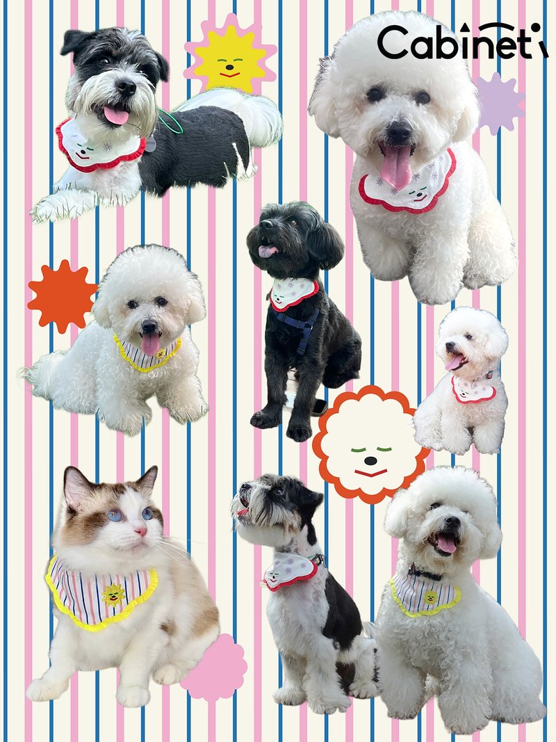 Cabinet商店 寵物口水巾抽繩可調節中小型犬貓咪圍兜可愛寵物用品 - 寵物衣服 - 棉．麻 