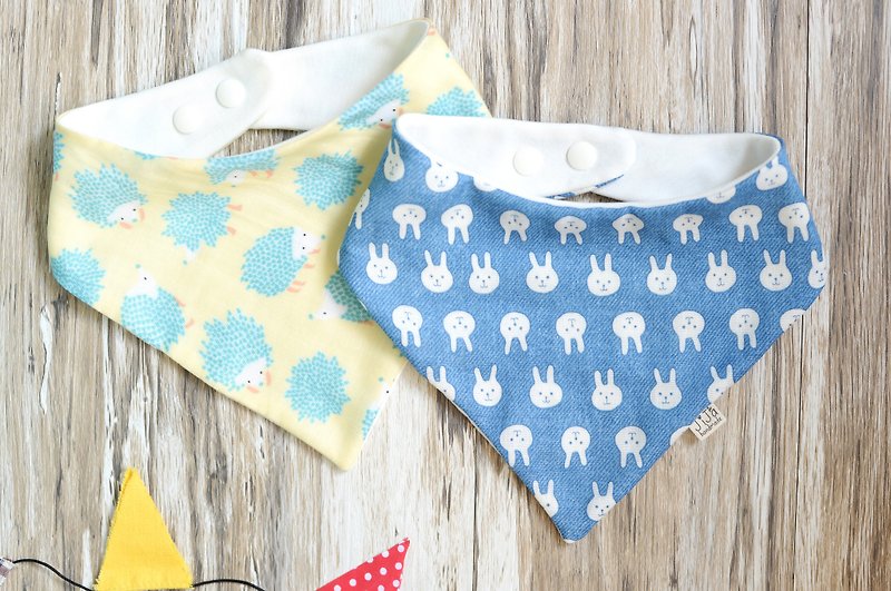 手作 ﹣ 小兔嬰兒三角圍巾 - 彌月禮盒 - 棉．麻 