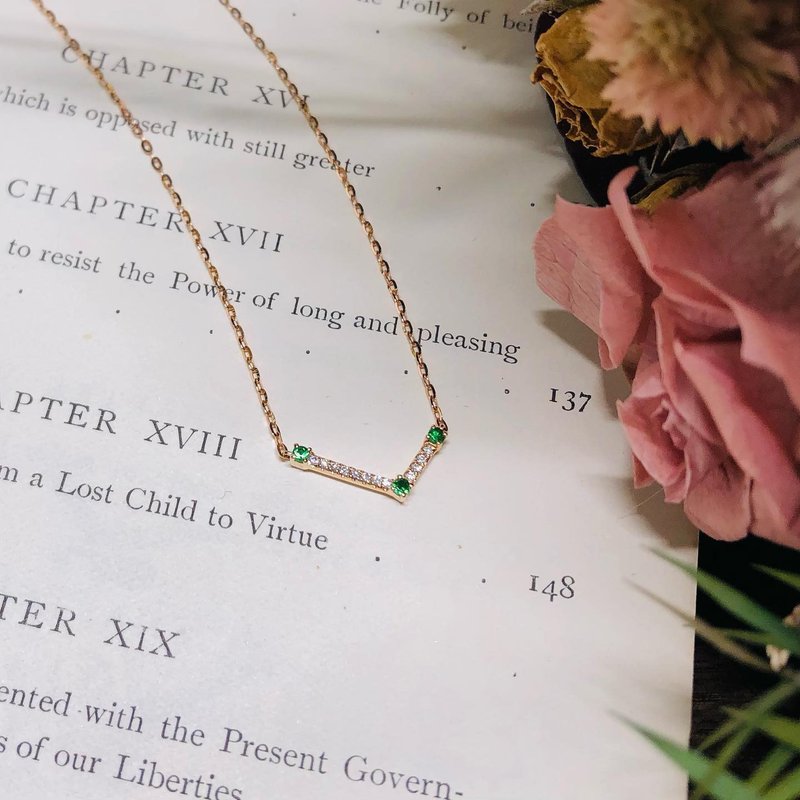 【Jewelry Ya 茱麗葉】- 天后座 - 沙弗萊石(隨我來) 14K 小鑽項 - 項鍊 - 貴金屬 