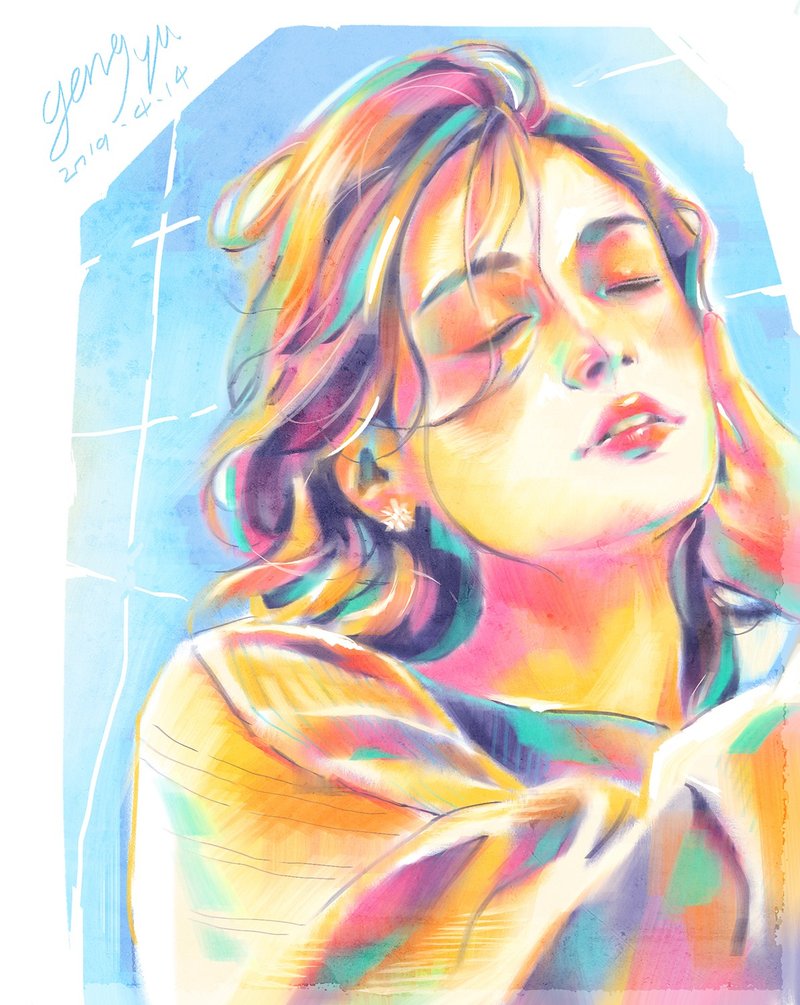 客製化插畫  三色人像繪  電腦繪圖版 - 電子似顏繪/繪畫/插畫 - 紙 
