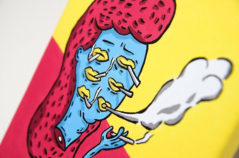 Gift/frameless painting/Smoke Girl (pre-order/with hook)/25.5x17.5cm - Posters - Acrylic Multicolor