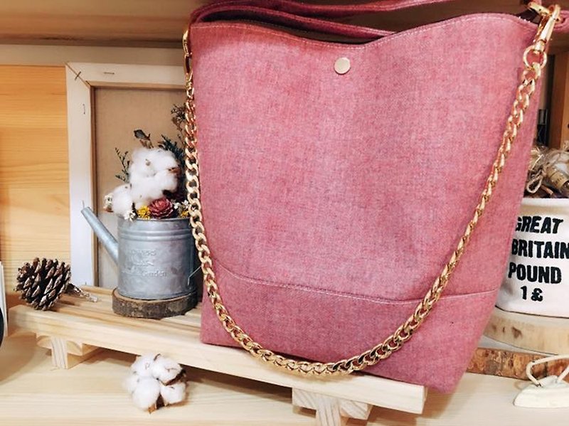 3Way Chain Decoration Bucket Bag -Variety of materials can be customized - กระเป๋าถือ - ขนแกะ หลากหลายสี