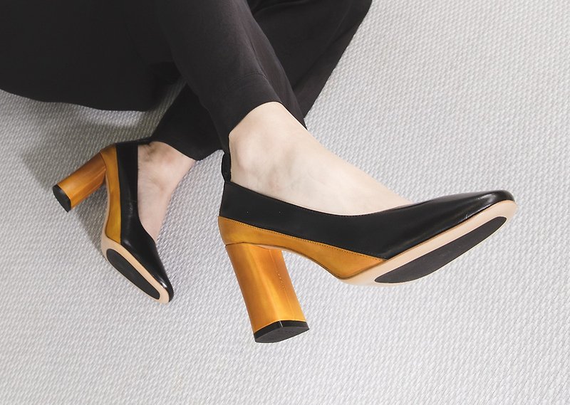 [Online Exclusive] HTHREE 8.5 stitching high heels / black - High Heels - Genuine Leather Black