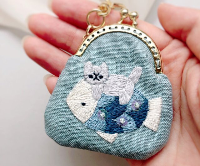 楽天市場】がま口 刺繍 ネコの通販