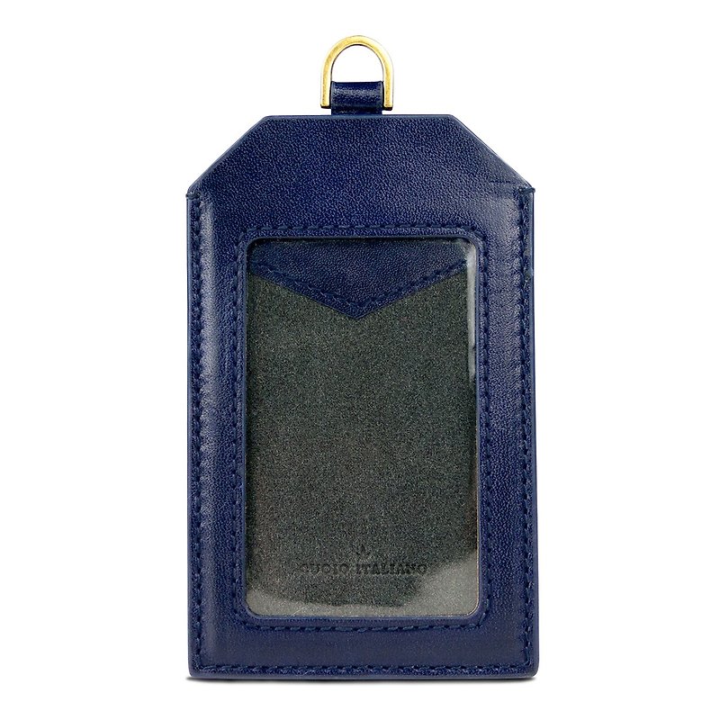【客製化禮物】皮革證件套 - 海軍藍 可另外加購掛繩 - 證件套/卡套 - 真皮 藍色
