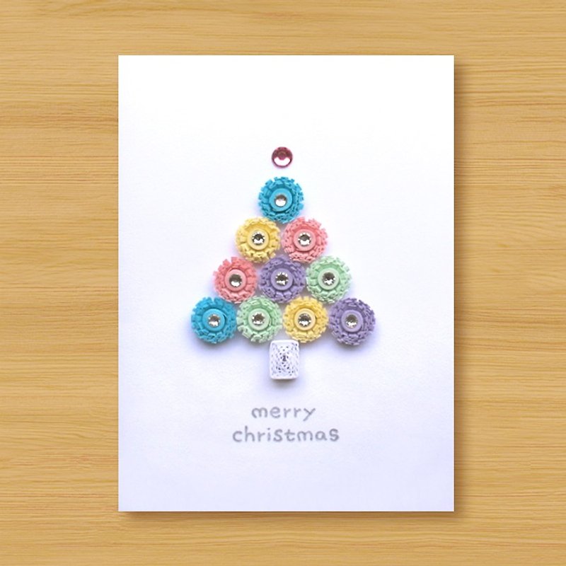 Handmade Roll Paper Card _ Flower Christmas Tree A ... Christmas Card, Christmas - การ์ด/โปสการ์ด - กระดาษ สึชมพู