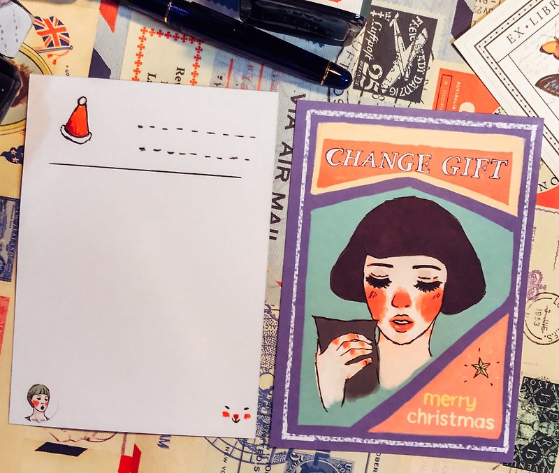 交換禮物聖誕明信片 - 心意卡/卡片 - 紙 紫色