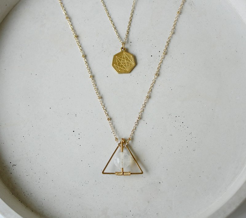 MYTH: trigonometry ice kind of double India Stone Necklace - Necklaces - Gemstone White