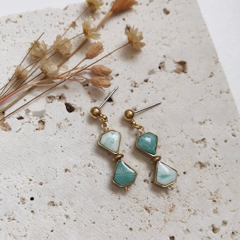 Double-sided diamond/ceramic handmade earrings