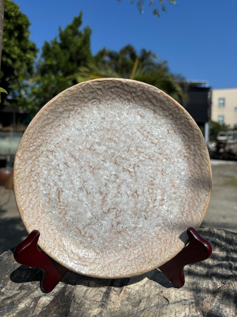 白結晶圓盤 - 盤子/餐盤/盤架 - 陶 咖啡色