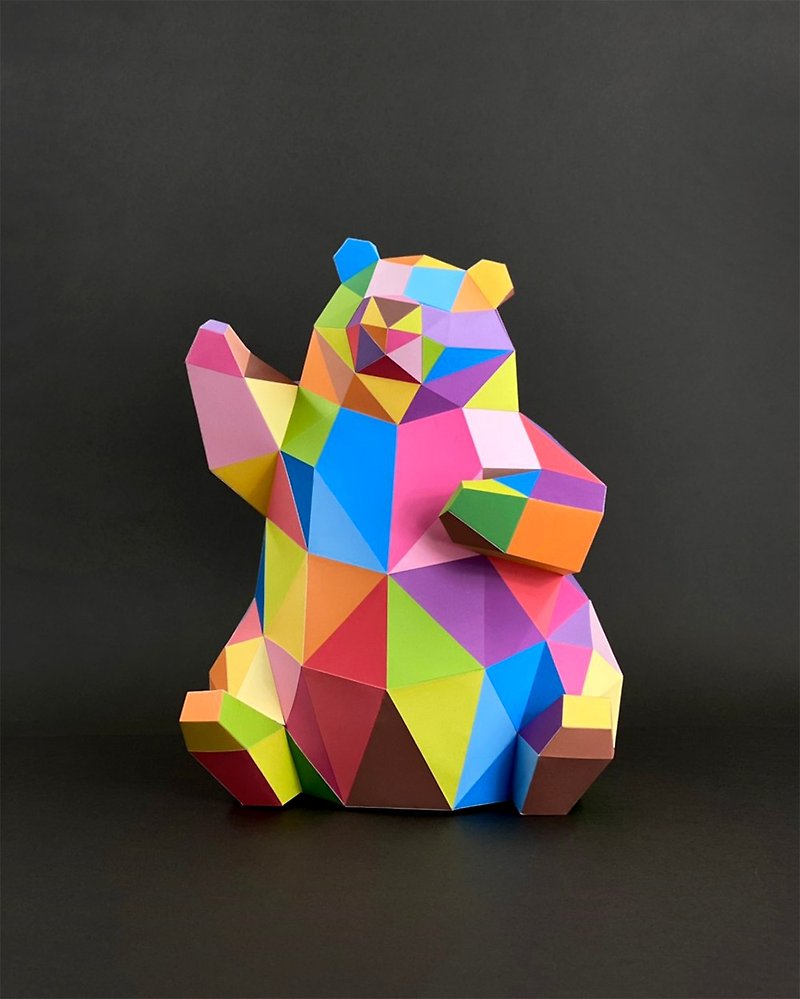 紙模型-色塊熊.免裁切 - 木工/竹藝/紙雕 - 紙 多色