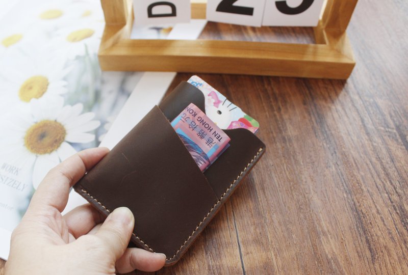 Card bag card holder small wallet wallet coin purse change multi-function card holder bank card 18K-126 - Wallets - Genuine Leather Gray